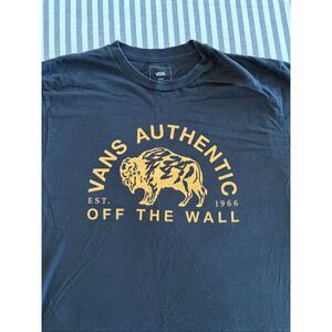 Vans Authentic Custom Fit Screen Printed Black Tee Men’s Size Large